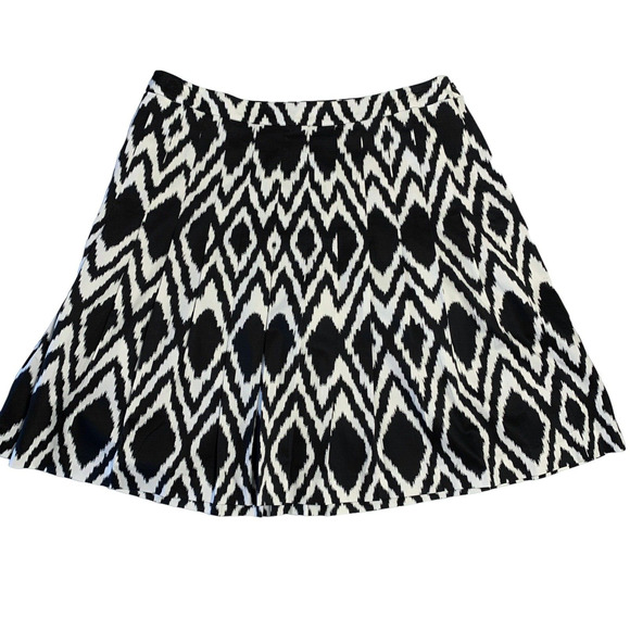 NEW Talbots Skirt Black White Pleated A Line Knee Length Elastic Waist Zip 16W - Picture 1 of 7